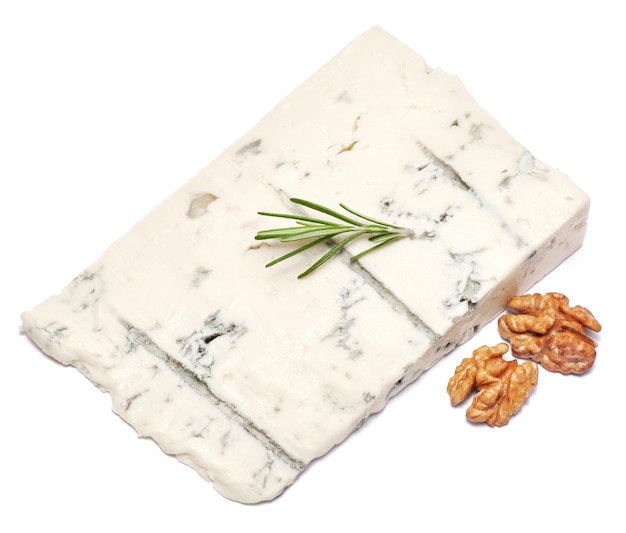 Famous traditional italian gorgonzola blue cheese isolated on white background