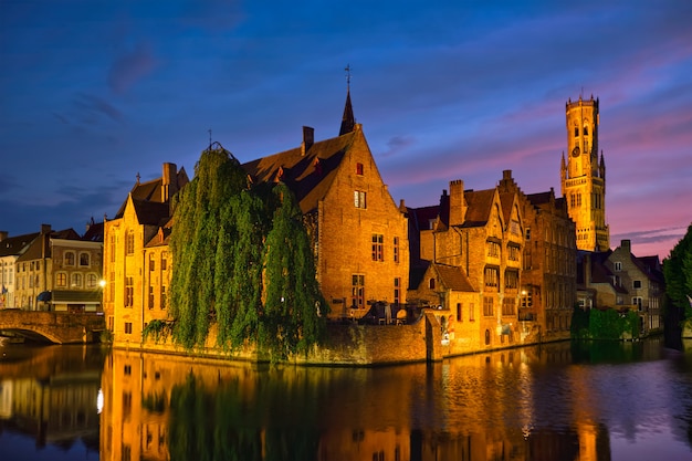 Famous view of Bruges, Belgium