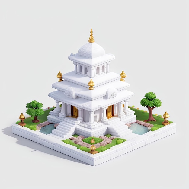 famouse location isometric scene miniature diaroma art side view