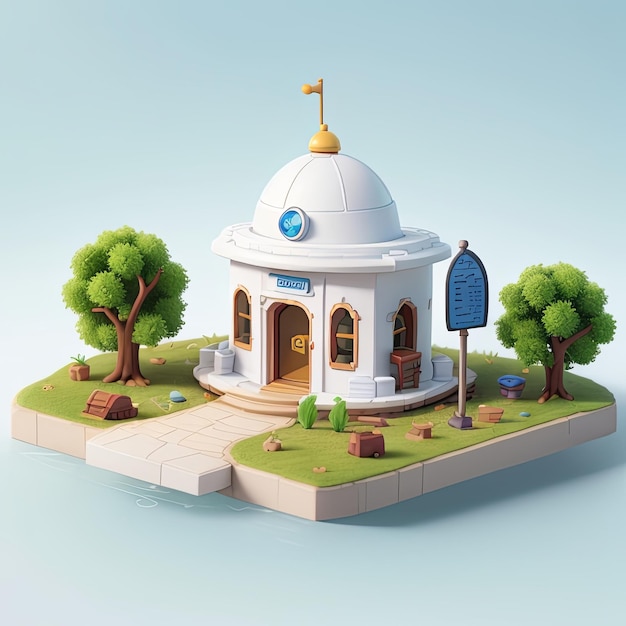 famouse location isometric scene miniature diaroma art side view