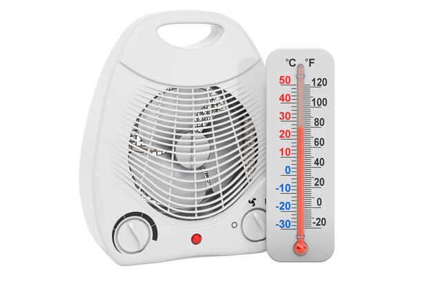 Fan heater with thermometer 3D rendering