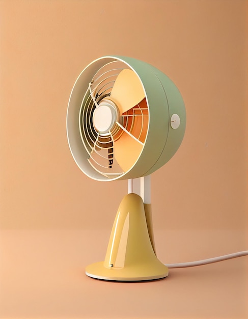 A fan with a yellow base and the number 1 on it