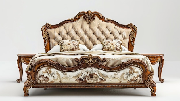 a fancy bed with a fancy headboard and a fancy design