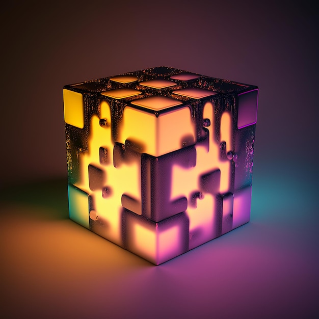 Fancy colorful rubik impossible cube puzzle pictures AI Generated Art