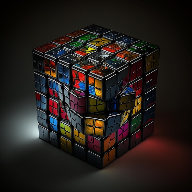 Fancy colorful rubik impossible cube puzzle pictures AI Generated Art