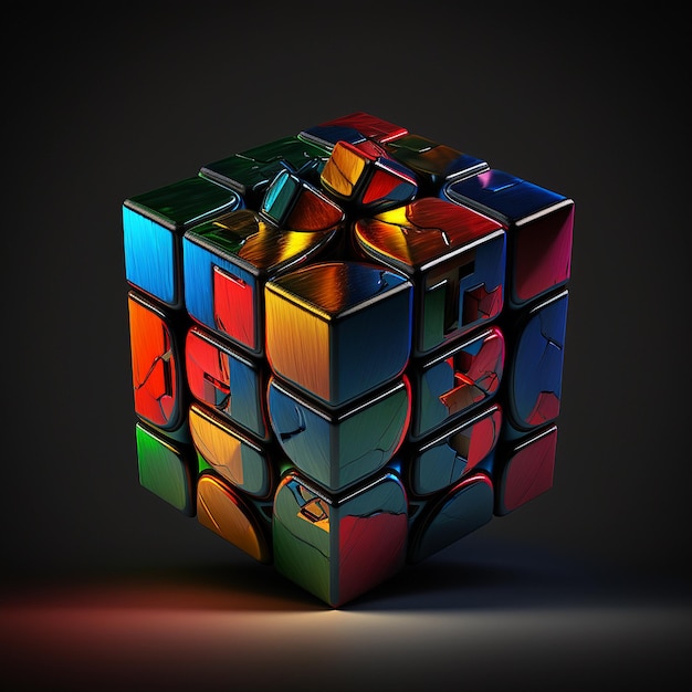 Photo fancy colorful rubik impossible cube puzzle pictures ai generated art