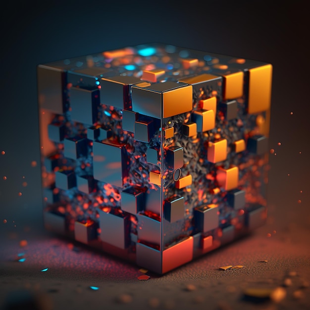 Fancy colorful rubik impossible cube puzzle pictures AI Generated Art