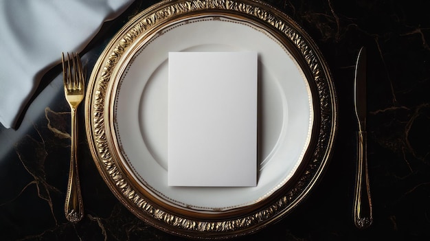 Photo a fancy dinner plate with a fork and knife on it