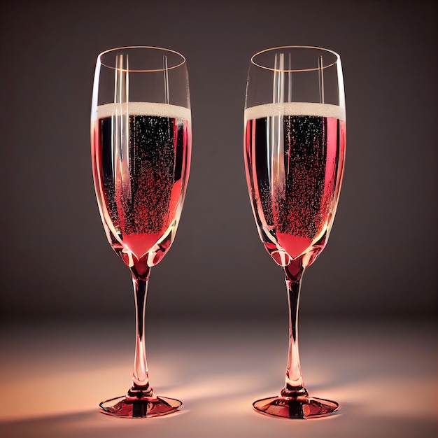 Fancy glasses of wine 3d illustrated