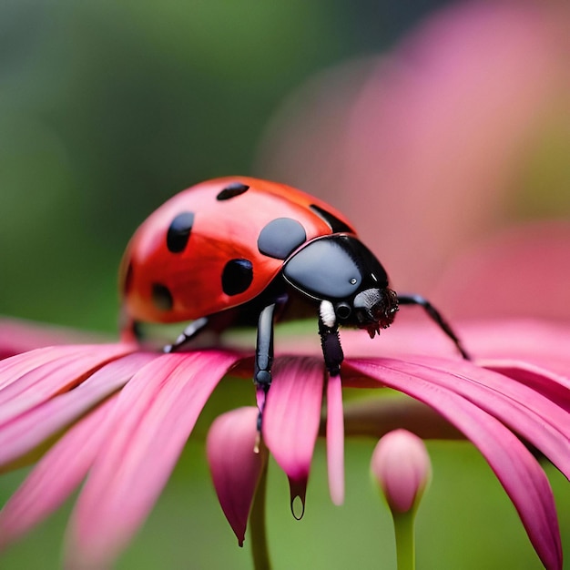 A fancy red lady bug close up