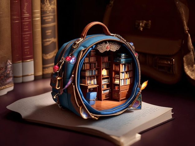 Fancy school bag transforms into a house of books