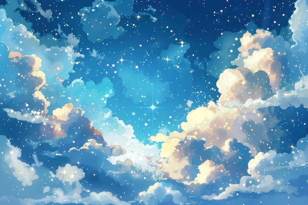 Fancy of the sky with sparkling fluffy clouds