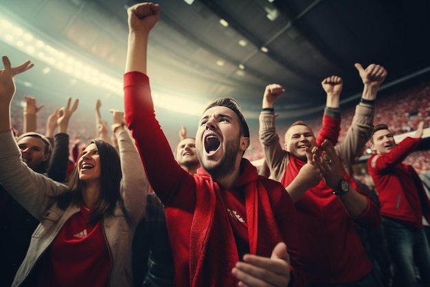 Photo fans are cheering in a soccer stadium