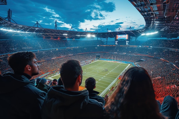 Fans Watching a Football Game at a Stadium