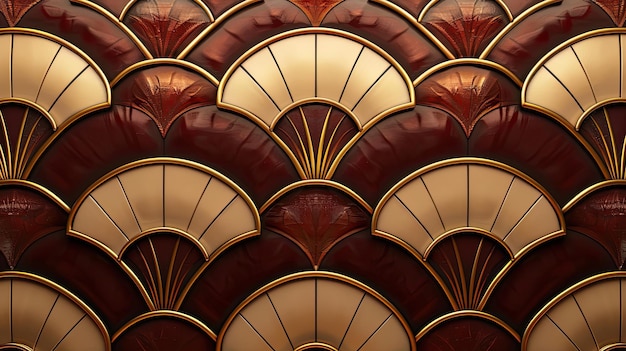 Photo fanshaped bronze and ivory designs with gradient washes of burgundy for a luxurious backdrop