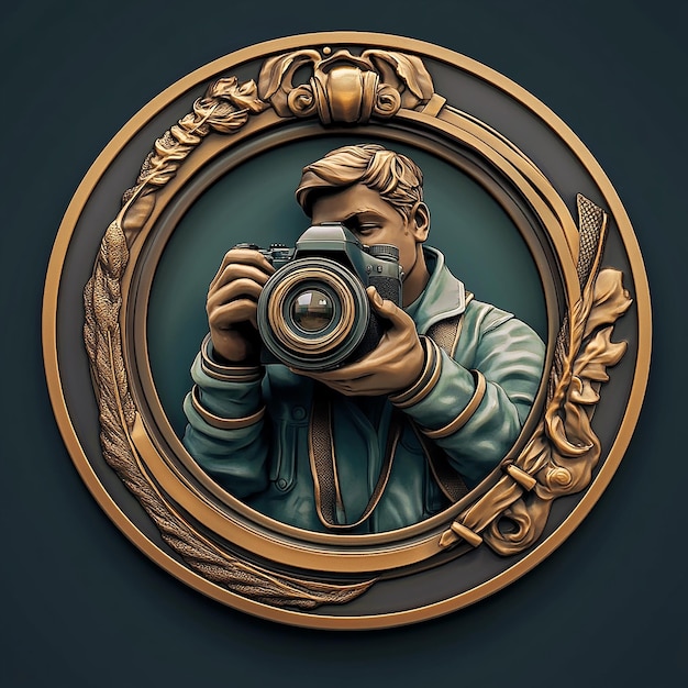 Photo fantastic 3d emblem for the union of photographers photographer on the emblem ar 169