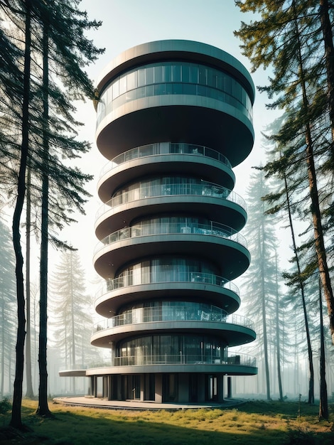 Fantastic building in the woods Architecture of the future