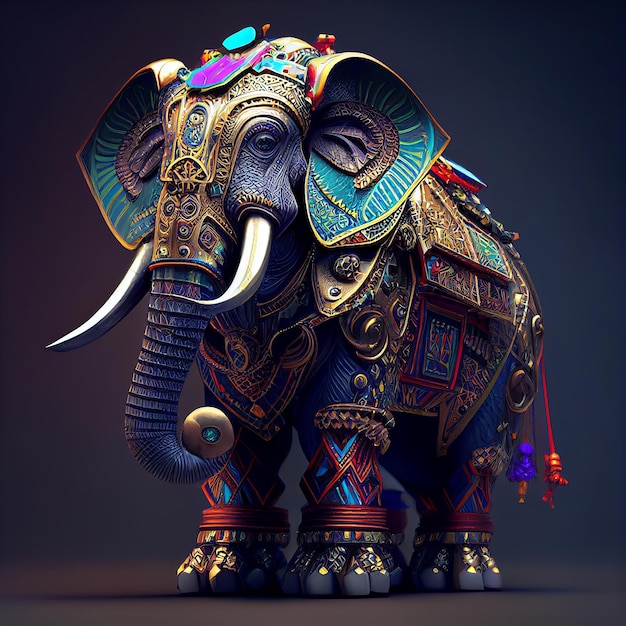 Fantastic elephant on a dark background Generative AI