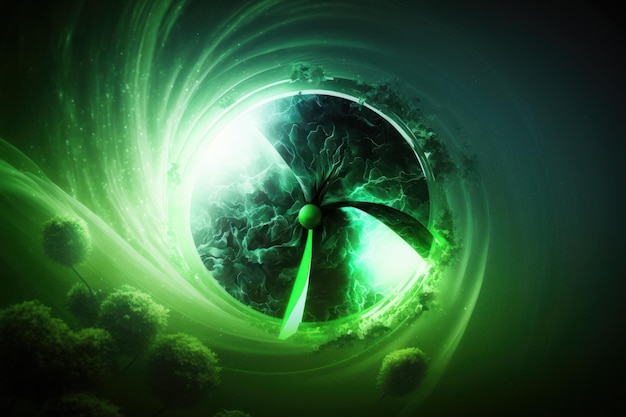 Fantastic green energy background Illustration AI Generative