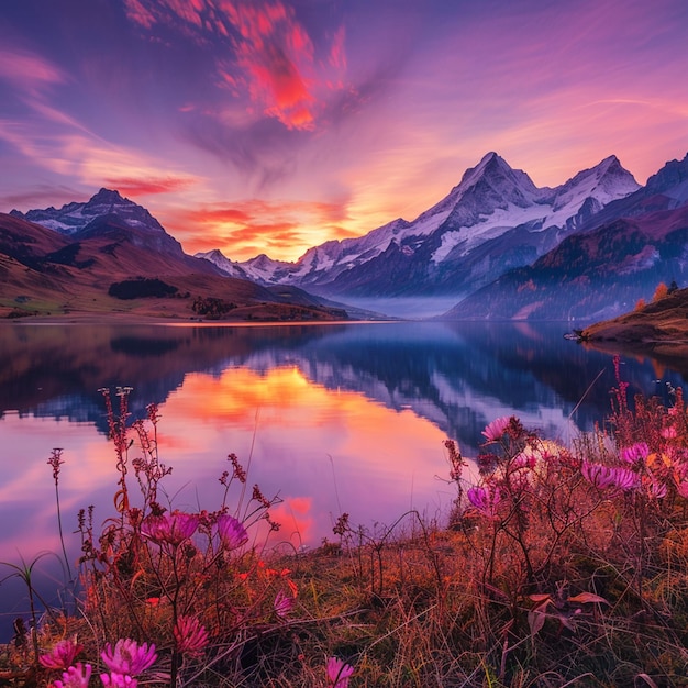 Photo fantastic night panorama of bachalpbachalpsee lake