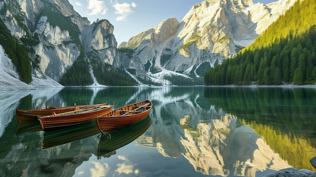 Fantastic panoramic view of Braies lake