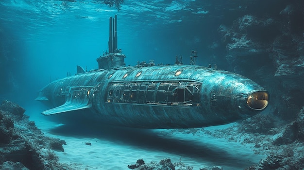 Photo fantastic submarine underwater adventure