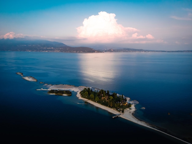 Fantastic view on the conigli island on lake garda