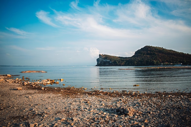 Fantastic view on the conigli island on lake garda