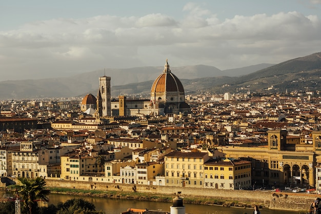 Fantastic view of Florence in Italy with Arno River