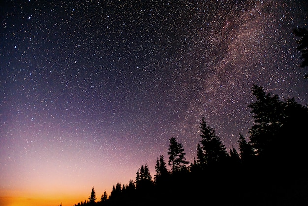 Fantastic winter meteor shower and the snow-capped mountains.