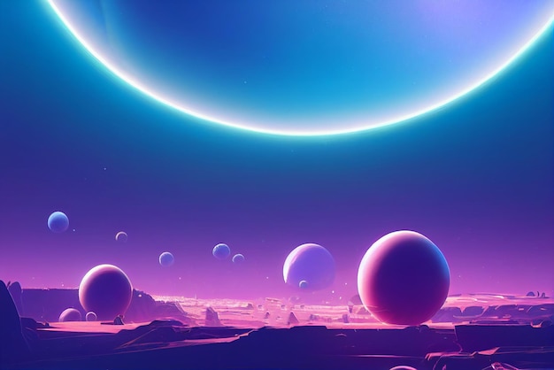 Fantasy 3d planets digital art illustration