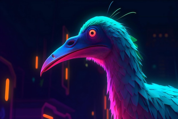 Fantasy alien creature in neon light