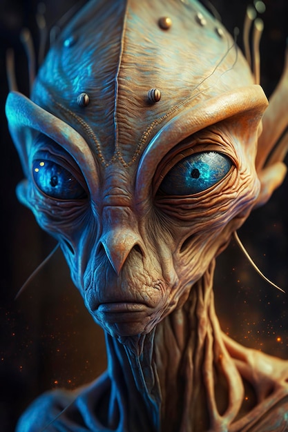 fantasy alien on dark background, creative ai