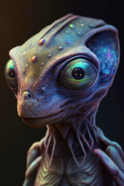 fantasy alien on dark background, creative ai