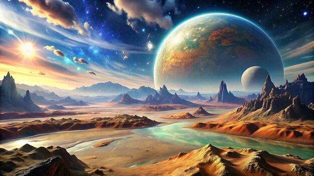 Photo fantasy alien planet landscape