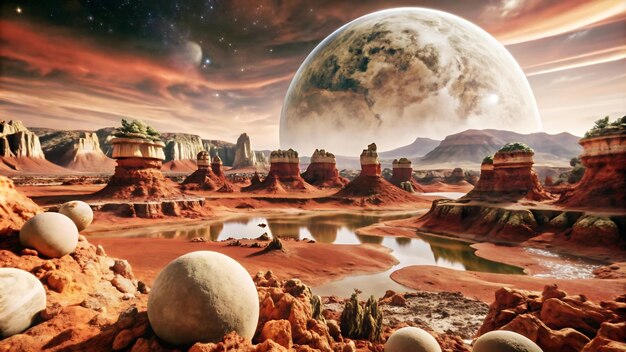 Photo fantasy alien planet landscape