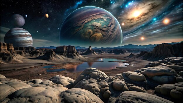 Photo fantasy alien planet landscape