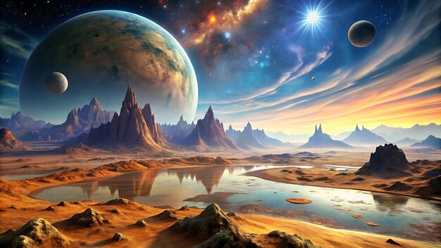 Photo fantasy alien planet landscape