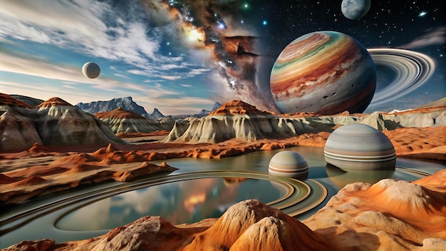 Photo fantasy alien planet landscape