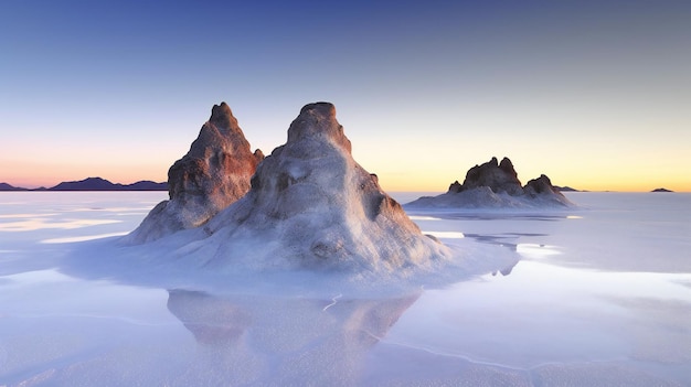 Fantasy alien planet Mountain and lake