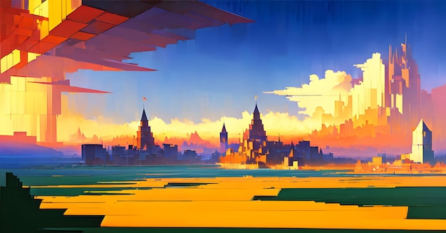 Fantasy Anime Landscape Digital Painting Wall art Generative AI