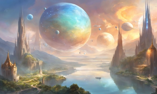 Fantasy Art of Floating civilization in the sky