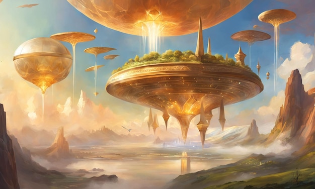 Fantasy Art of Floating civilization in the sky