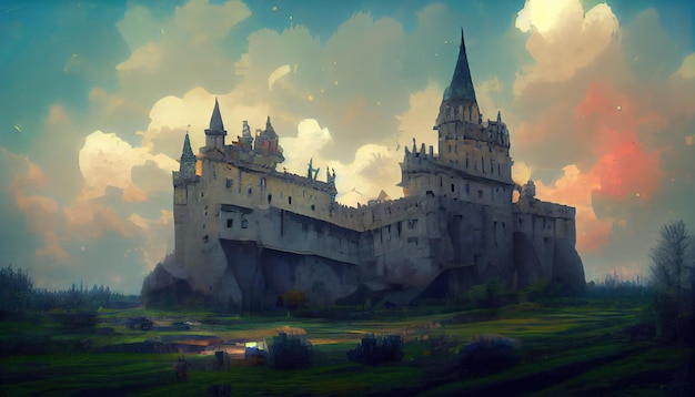 Fantasy beautiful kingdom castle for fairy tale