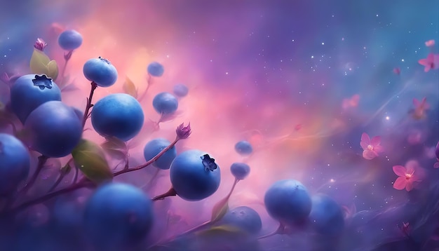 Fantasy blueberry Abstract mystical background Blurred colorful berry background