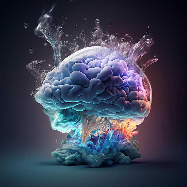 fantasy brain made out of steaming crystal