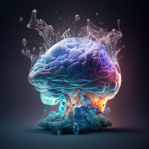 fantasy brain made out of steaming crystal