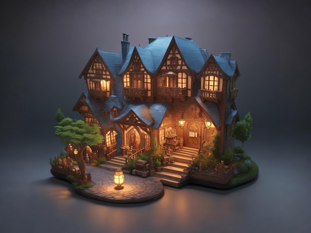 Fantasy castle 3d miniature