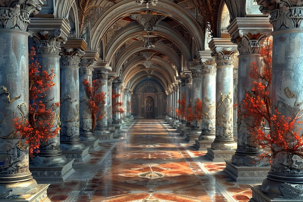 Fantasy castle hallway