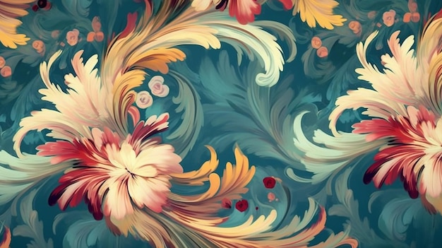 Fantasy chic vintage wallpaper of abstract blooms flower Generative AI